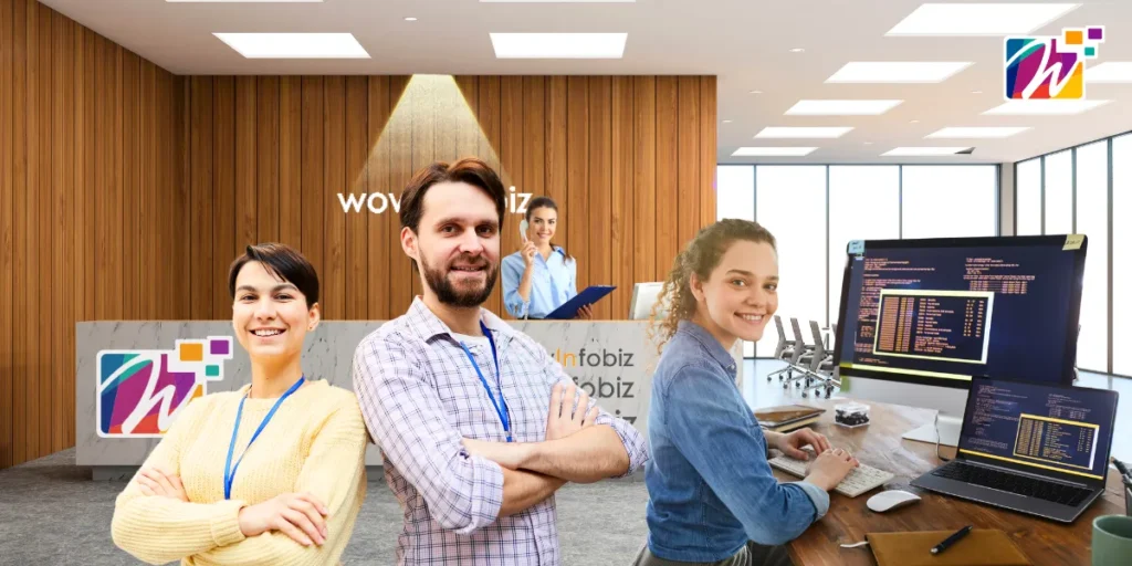 Image showing happy employees working in Wow InfoBiz.